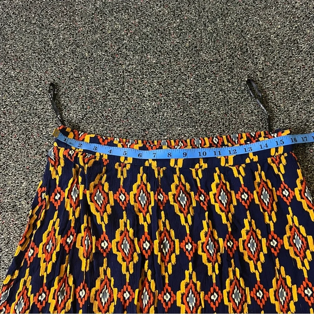 Navy Mixed Tribal & Chevron Print Midi Maxi Flowy Boho Relaxed Fit Skirt Sz XL - Picture 12 of 15